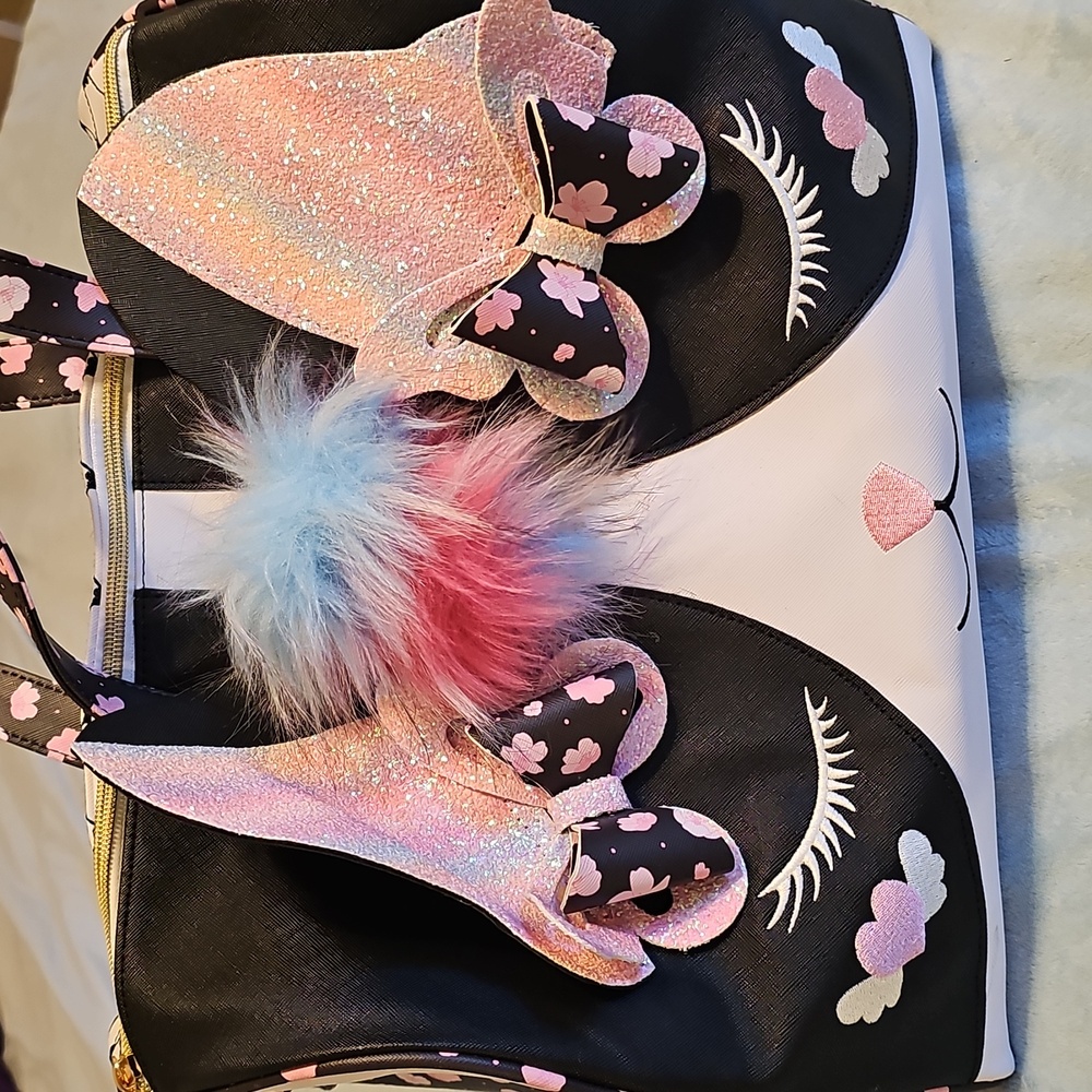 Cute Black and Pink Kitty Face  Underonsky Bag